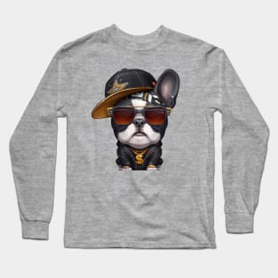 Brindle Pied French Bulldog Hip-Hop Super Star Long Sleeve T-Shirt